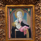 Madonna and Child | Vintage Egg Tempera Reproduction | Ornate Carved Frame | 19.7×23.6in