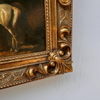 Vintage Horse Oil Painting | Baroque Carved Gold Frame | Mid-20th Century Artwork 26x21cm