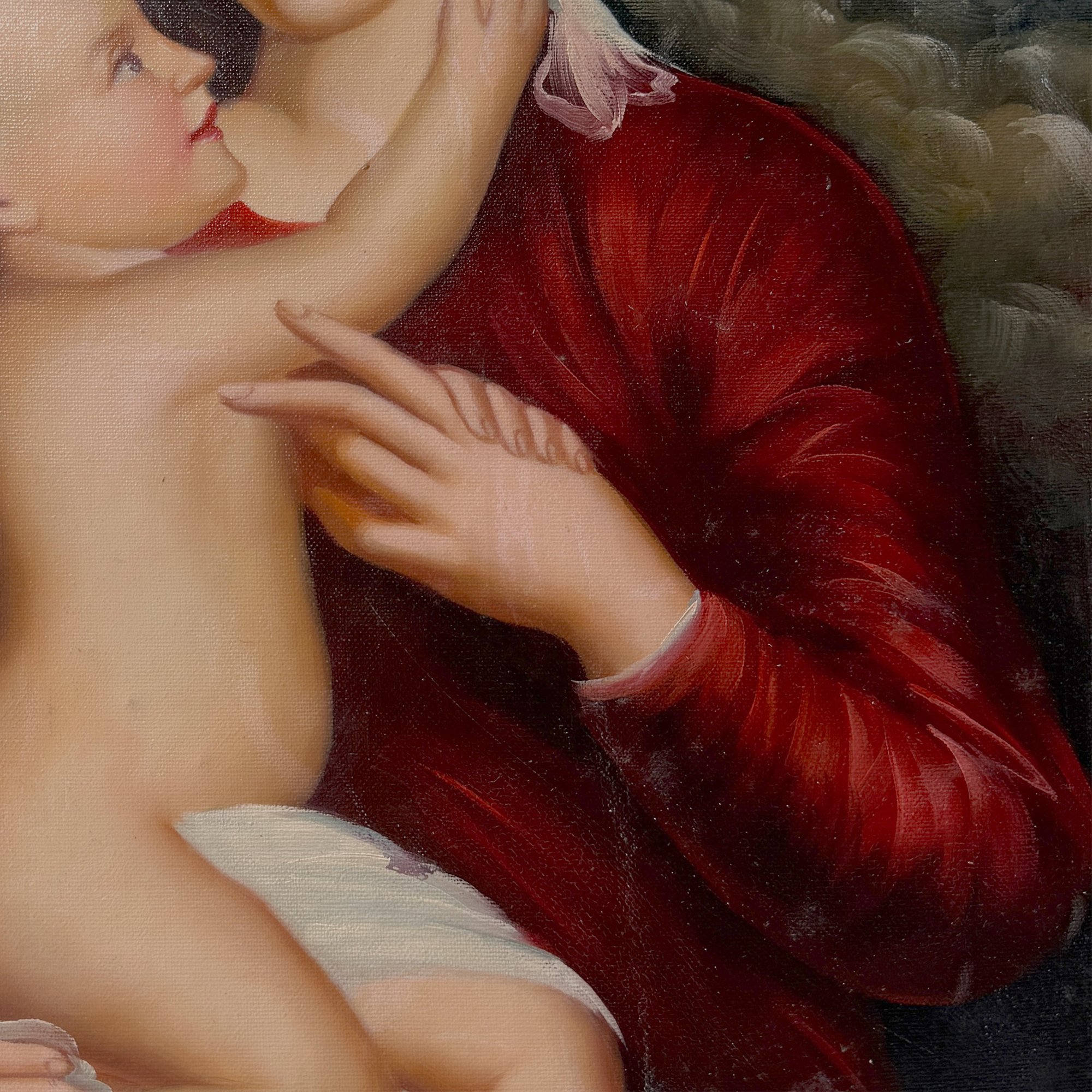 Madonna and Child painting | Vintage religious oil painting | Late 20th-century artwork