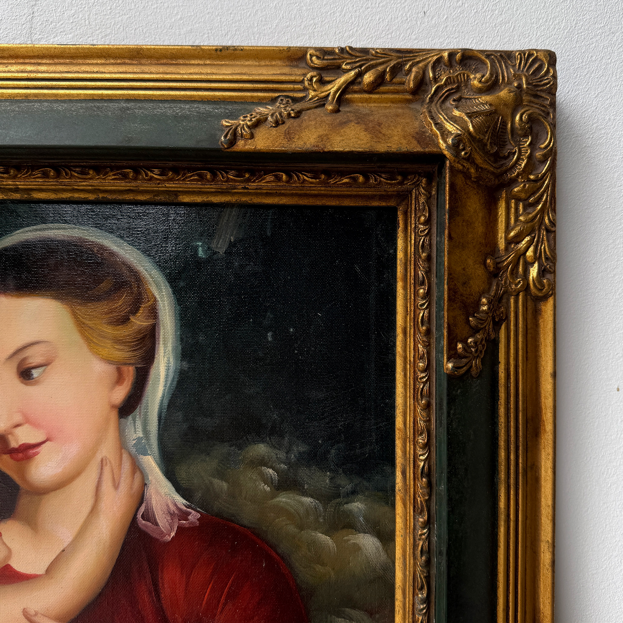 Madonna and Child painting | Vintage religious oil painting | Late 20th-century artwork