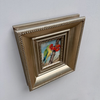 Original Hand Painted Parrot Artwork, Classical Bird Painting with Vintage Frame
