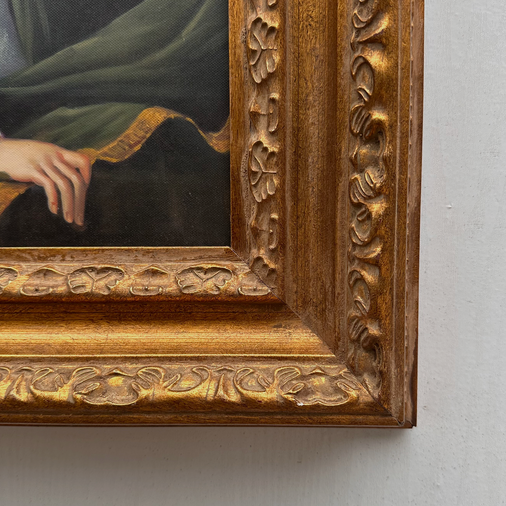 Vintage Gilded Carved Frame | Lady Portrait Hand-Painted Oil Painting 48x58cm