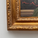Vintage Gilded Carved Frame | Lady Portrait Hand-Painted Oil Painting 48x58cm