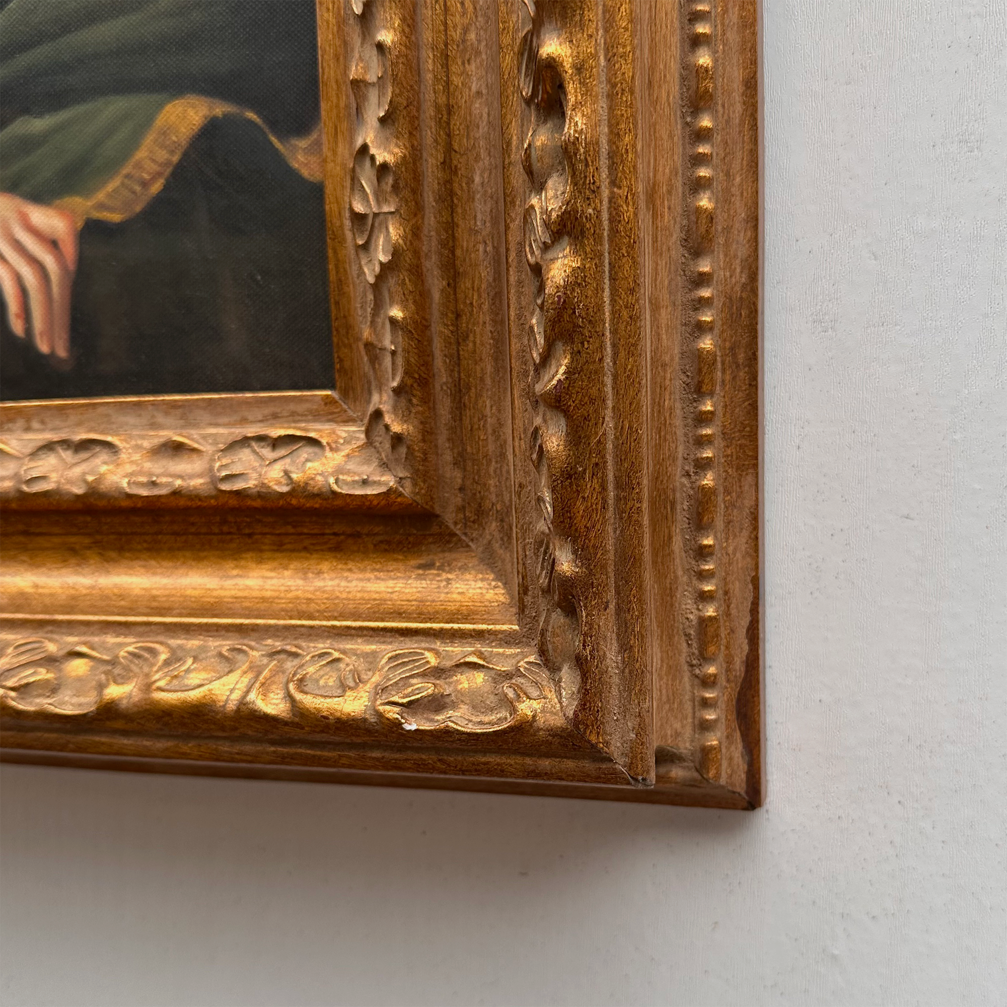Vintage Gilded Carved Frame | Lady Portrait Hand-Painted Oil Painting 48x58cm