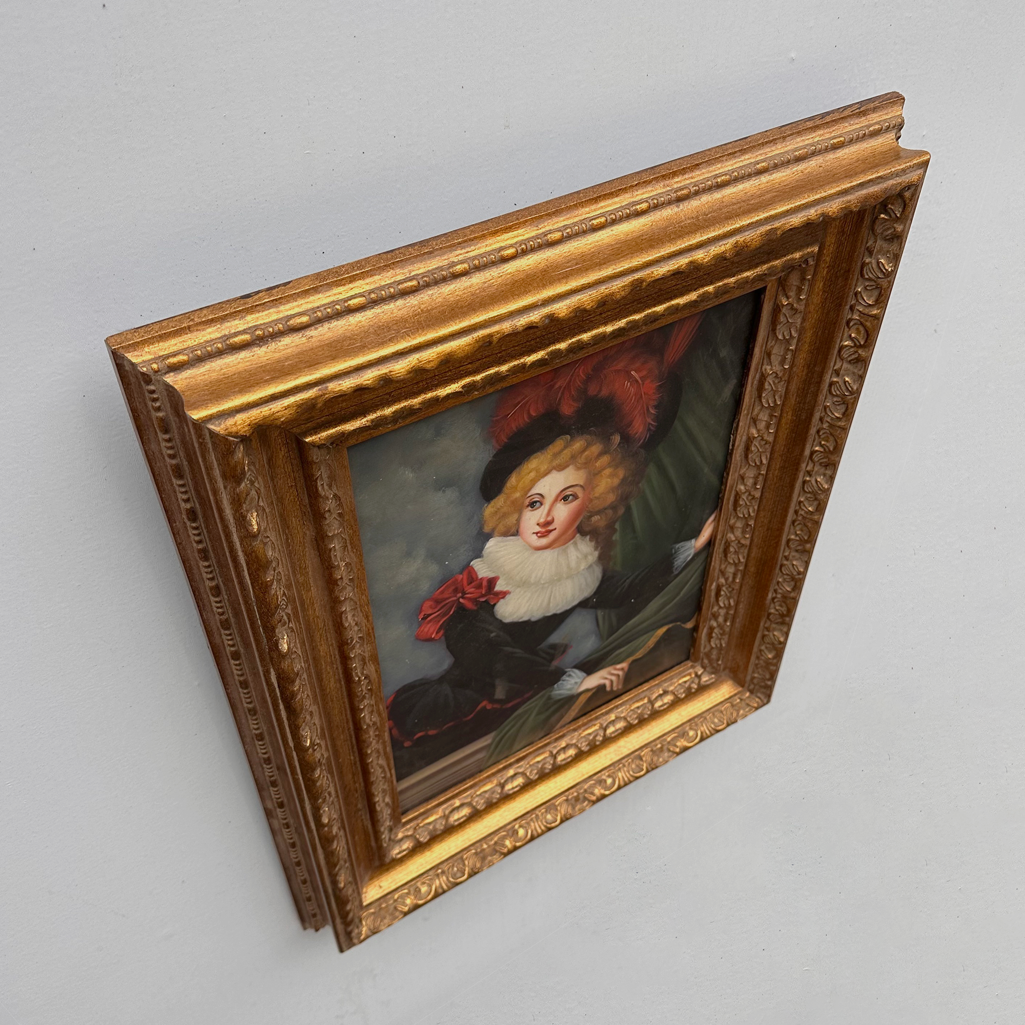 Vintage Gilded Carved Frame | Lady Portrait Hand-Painted Oil Painting 48x58cm