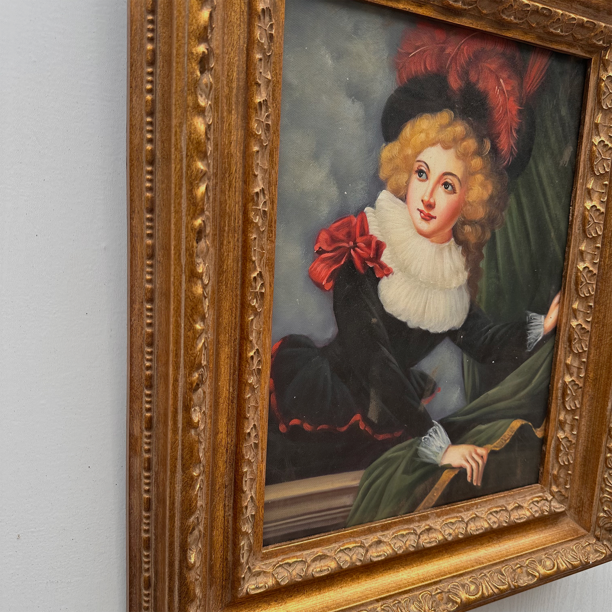 Vintage Gilded Carved Frame | Lady Portrait Hand-Painted Oil Painting 48x58cm