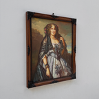 Vintage Lady Portrait Hand-Painted Oil Painting | European Noblewoman Art | Solid Wood Frame 32x39cm