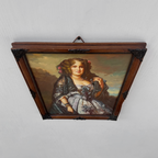 Vintage Lady Portrait Hand-Painted Oil Painting | European Noblewoman Art | Solid Wood Frame 32x39cm