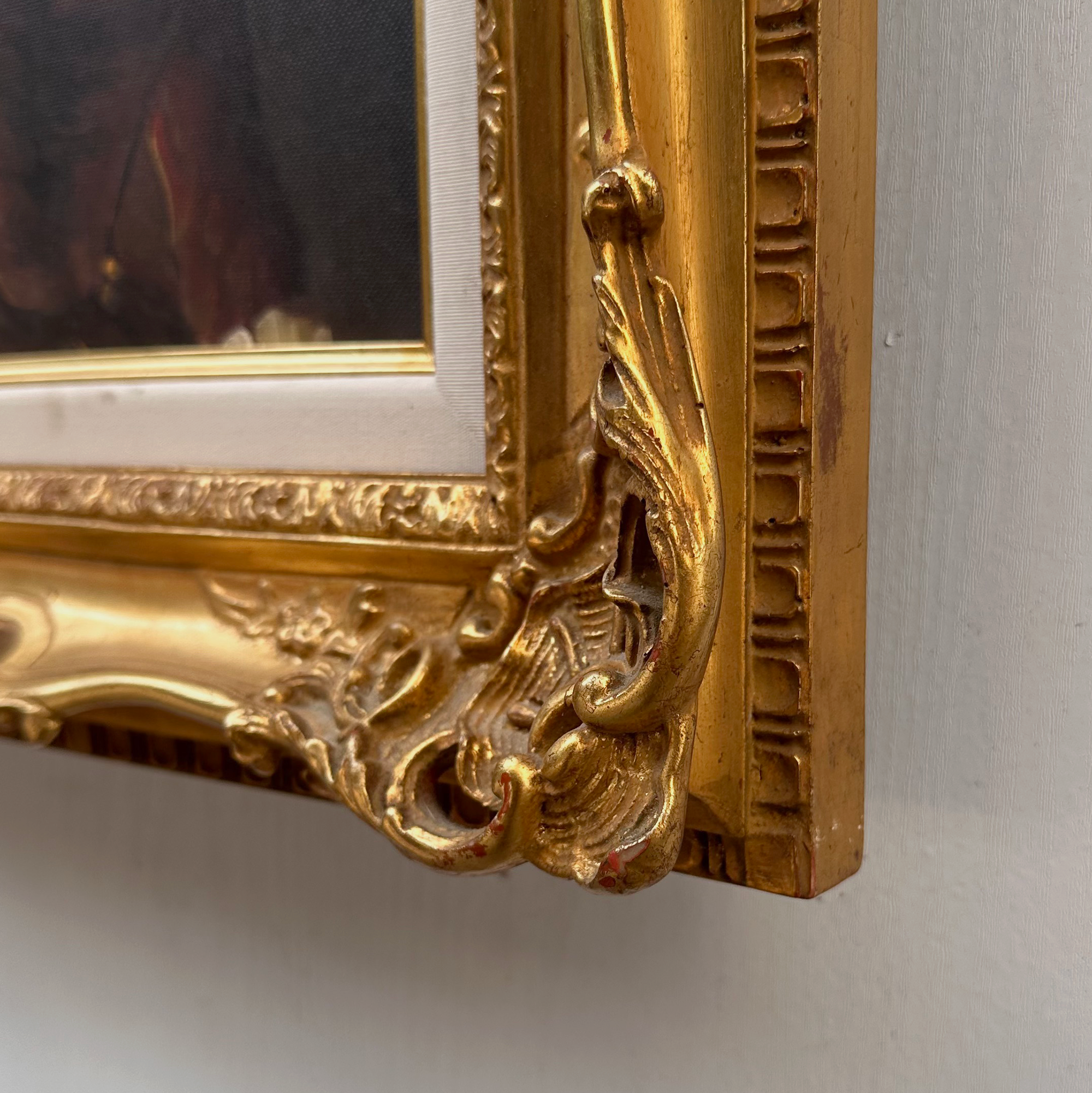 Vintage Lady Portrait Hand-Painted Oil Painting | Luxurious Carved Gold Frame | One of a Kind 42x51cm