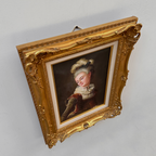 Vintage Lady Portrait Hand-Painted Oil Painting | Luxurious Carved Gold Frame | One of a Kind 42x51cm