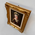 Vintage Lady Portrait Hand-Painted Oil Painting | Luxurious Carved Gold Frame | One of a Kind 42x51cm