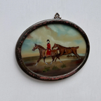 English Equestrian Oil Painting | Red-Coated Rider on Horseback | Original circa 1975 | 40×29cm