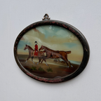 Vintage 1960s English Equestrian Oil Painting – Red-Coated Rider&nbsp