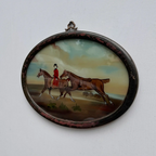 English Equestrian Oil Painting | Red-Coated Rider on Horseback | Original circa 1975 | 40×29cm