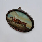 English Equestrian Oil Painting | Red-Coated Rider on Horseback | Original circa 1975 | 40×29cm