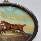 Vintage 1960s English Equestrian Oil Painting – Red-Coated Rider&nbsp