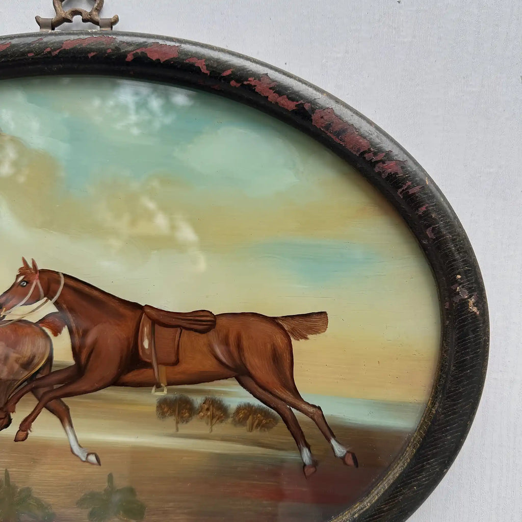 English Equestrian Oil Painting | Red-Coated Rider on Horseback | Original circa 1975 | 40×29cm