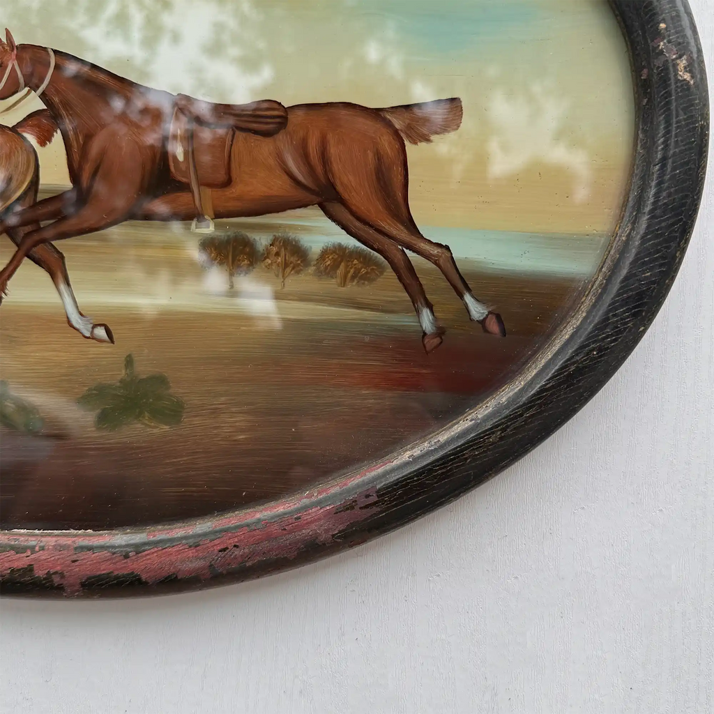 English Equestrian Oil Painting | Red-Coated Rider on Horseback | Original circa 1975 | 40×29cm
