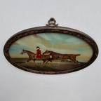 Vintage 1960s English Equestrian Oil Painting – Red-Coated Rider&nbsp