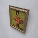 Original Hand-Painted French Vintage Carnation Still Life Oil Painting, 40x49cm
