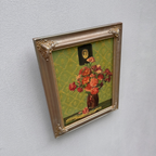 Original Hand-Painted French Vintage Carnation Still Life Oil Painting, 40x49cm