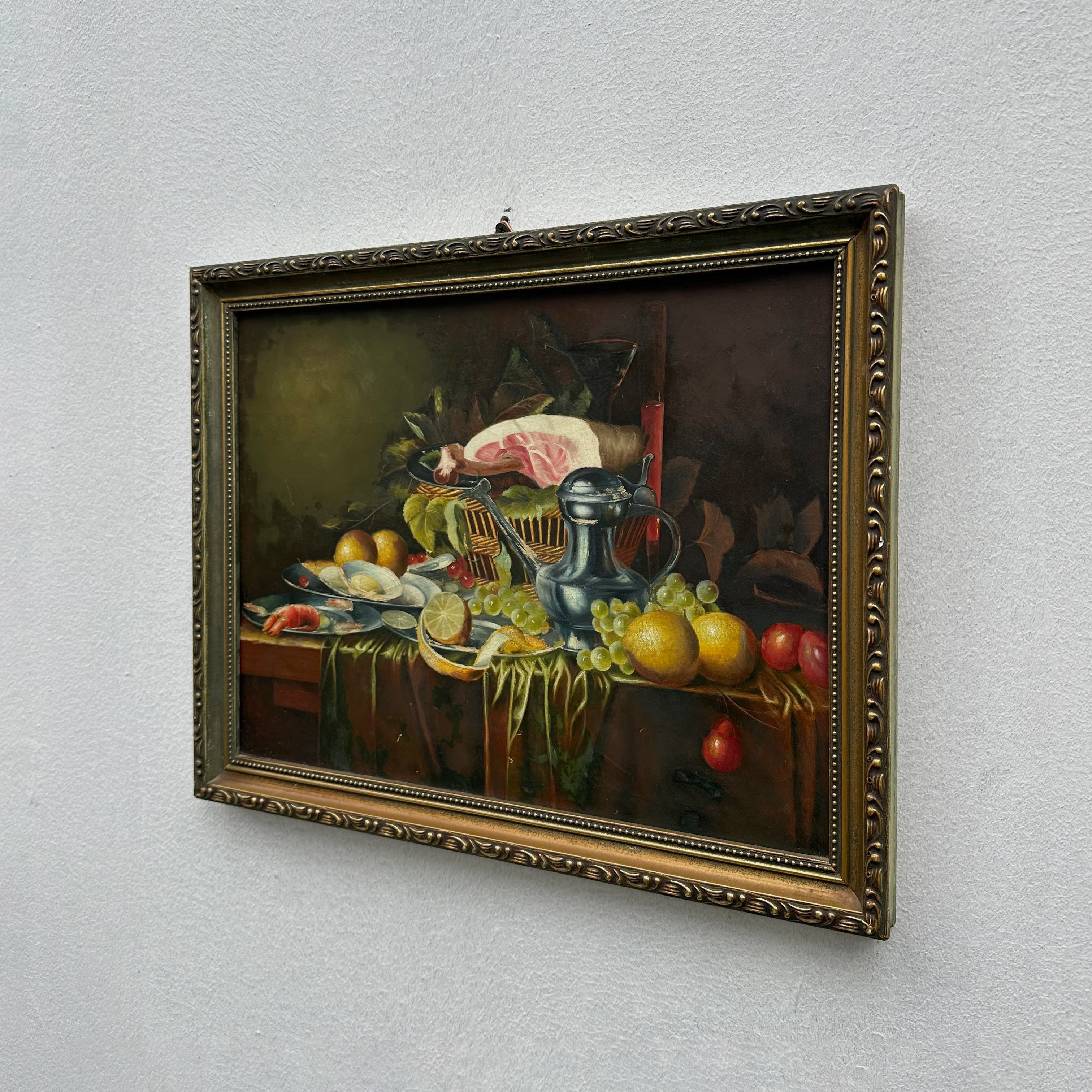 Vintage Still Life Hand-Painted Oil Painting | Mid-20th Century Artwork |  45x35cm