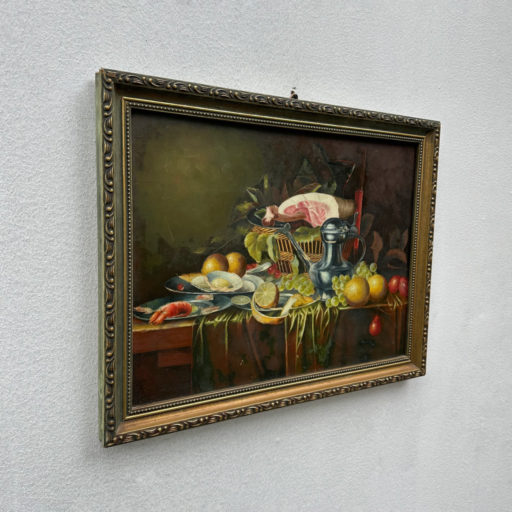 Vintage Still Life Hand-Painted Oil Painting | Mid-20th Century Artwork |  45x35cm