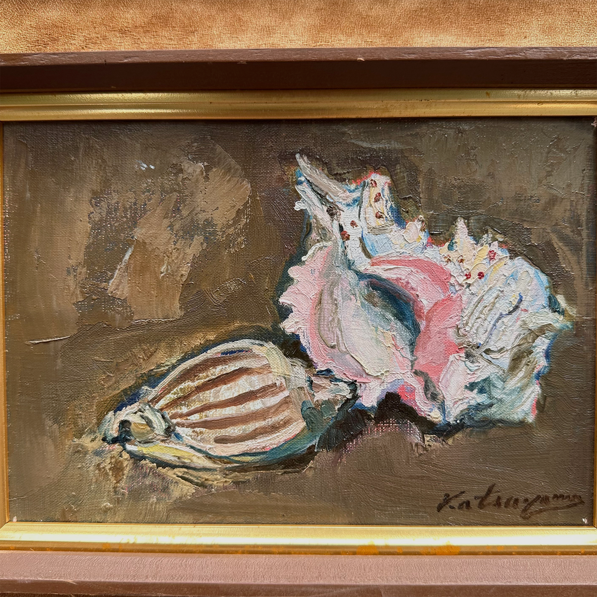 Hand-Painted Oil Painting – Original Artwork by Katsuyama, Period Original Frame Included