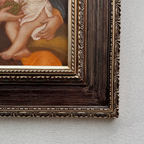 Vintage Madonna and Child Oil Painting, Religious Portrait Art with Ornate Wooden Frame