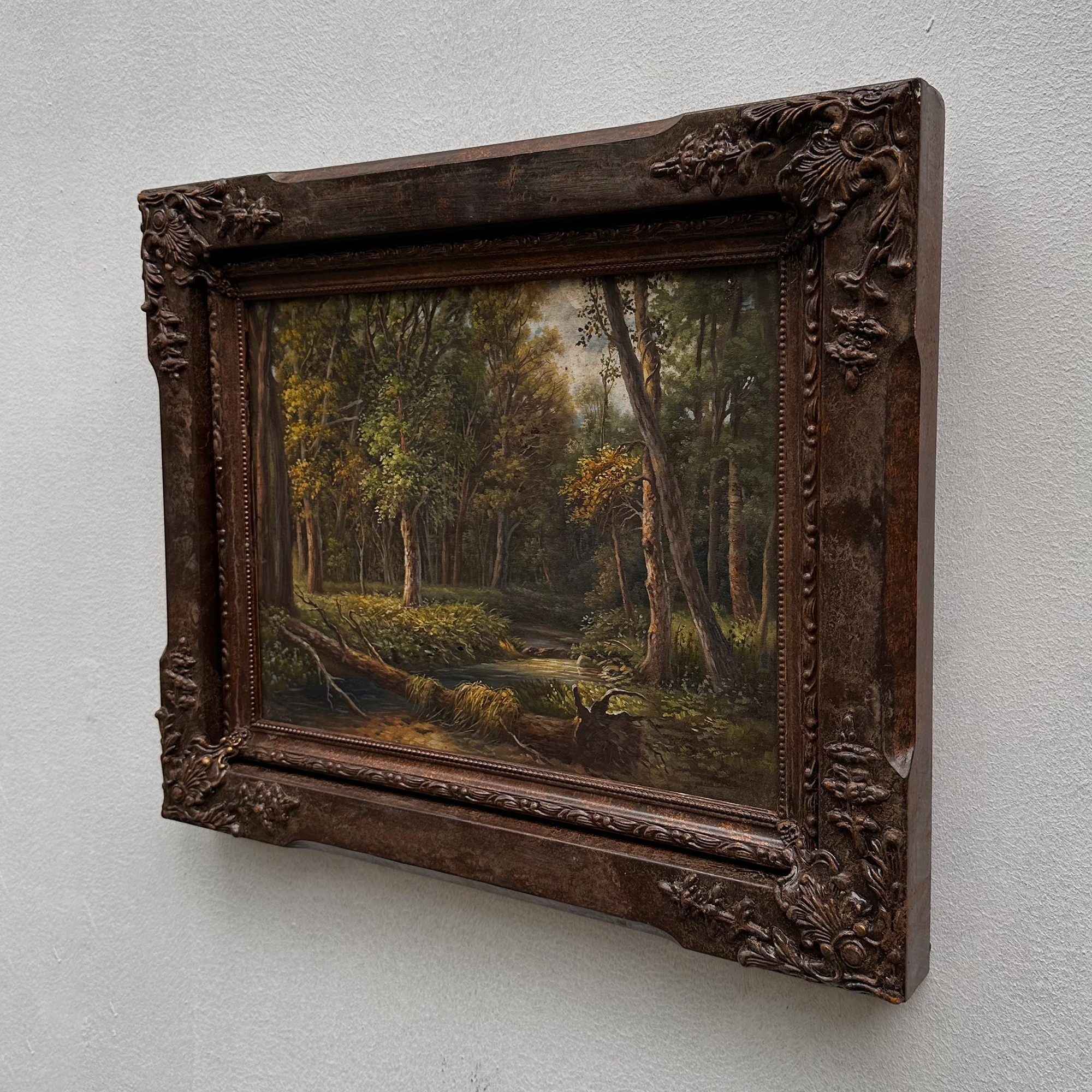 Classical European Woodland Painting, Rustic Forest Nature Landscape Art