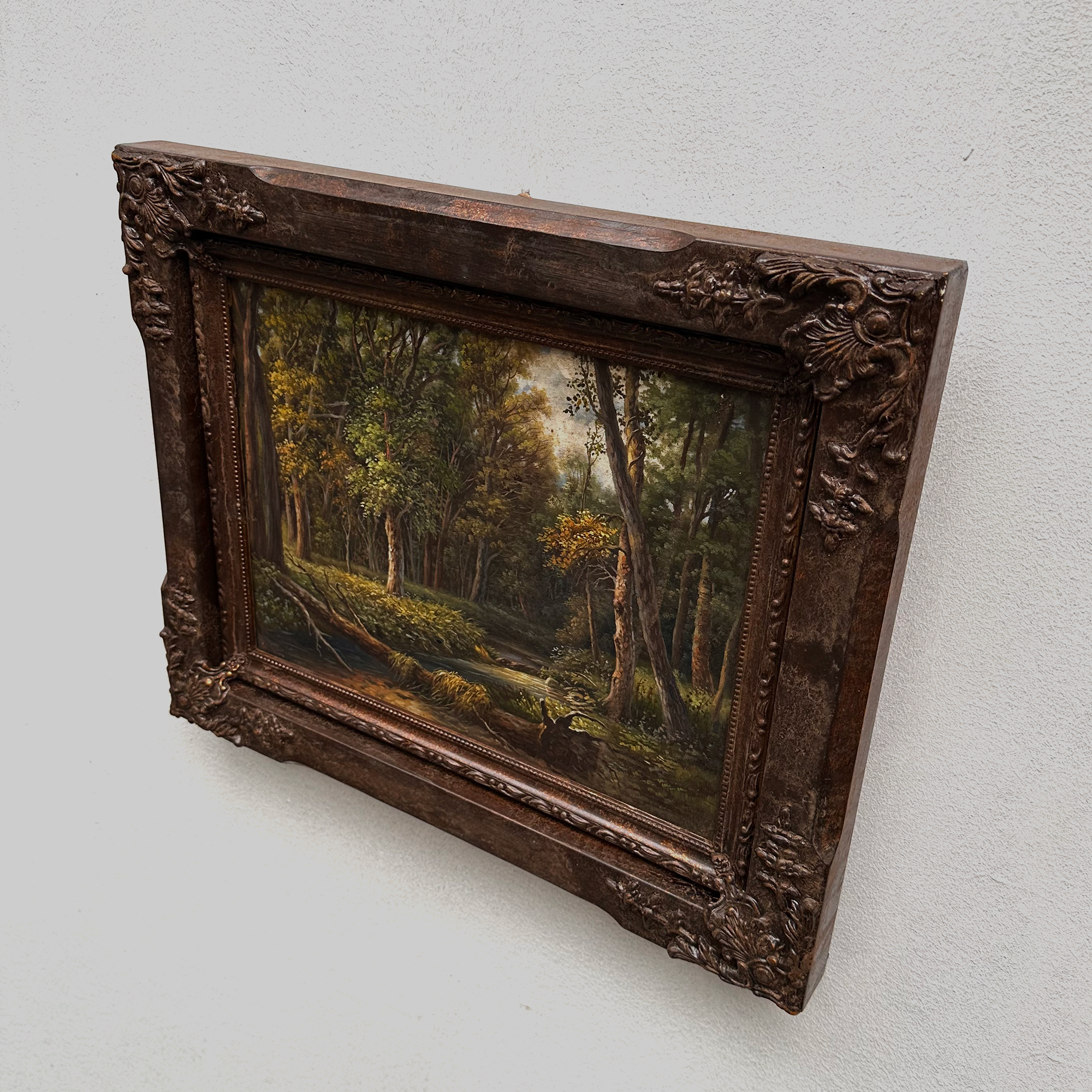 Classical European Woodland Painting, Rustic Forest Nature Landscape Art