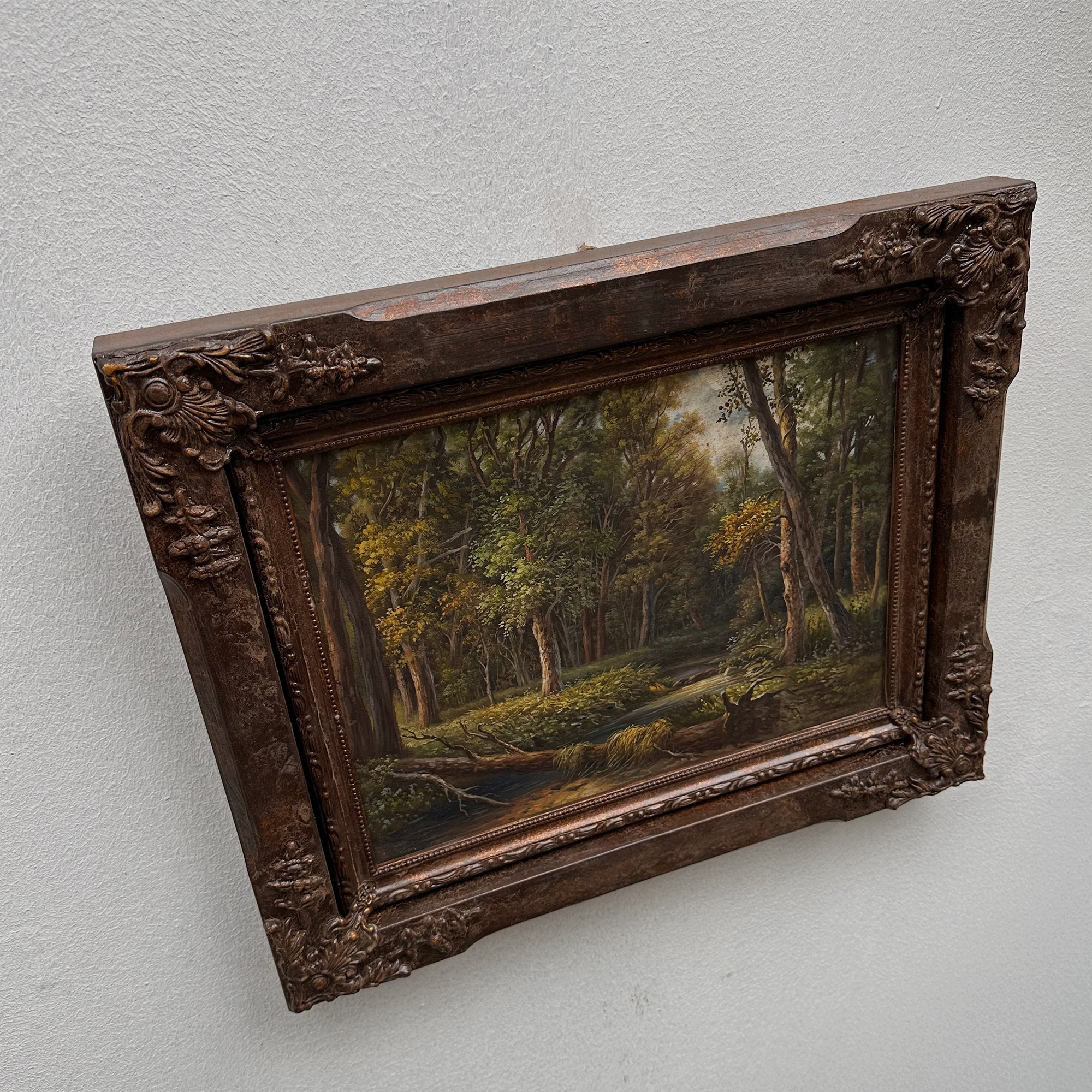 Classical European Woodland Painting, Rustic Forest Nature Landscape Art