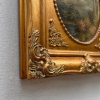 Vintage European Pastoral Landscape Oil Painting｜One-of-a-Kind Hand-Painted Artwork with Ornate Wood Frame 52x62cm