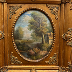 Vintage European Pastoral Landscape Oil Painting｜One-of-a-Kind Hand-Painted Artwork with Ornate Wood Frame 52x62cm