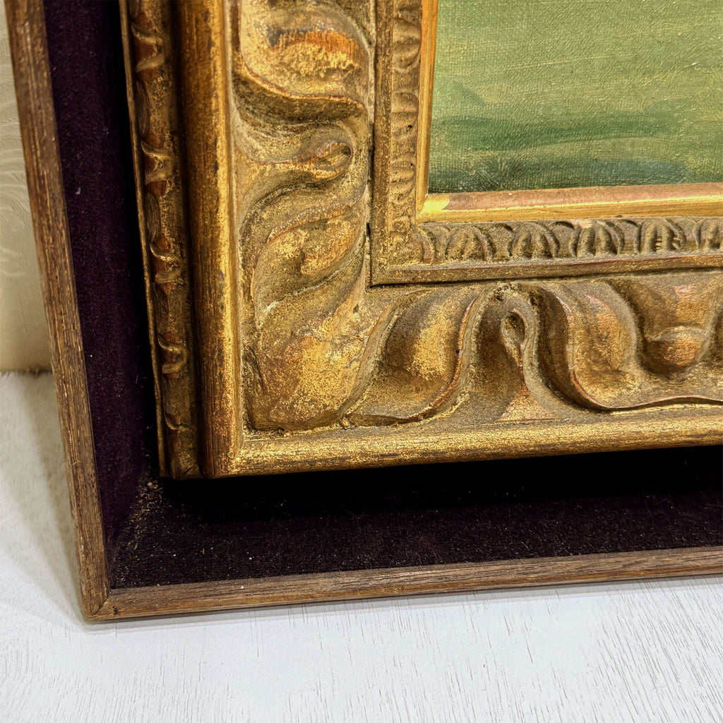 Roses in a Golden Vase | Signed T. Saito | Vintage Floral Oil Painting | 23×19.5in