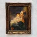 A Quiet Embrace | Vintage Mother and Child Portrait Oil Painting | Ornate Frame | 15.2×19.1in