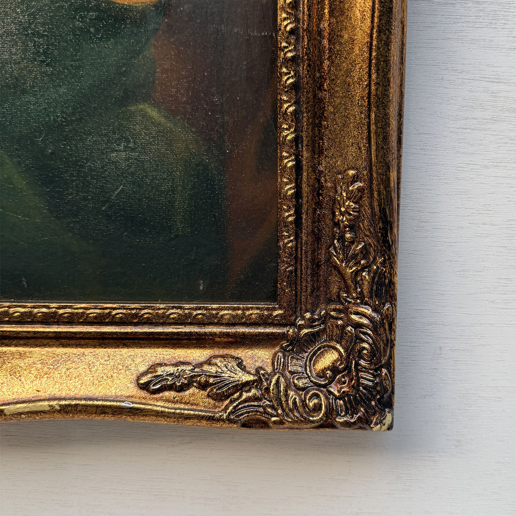 A Quiet Embrace | Vintage Mother and Child Portrait Oil Painting | Ornate Frame | 15.2×19.1in
