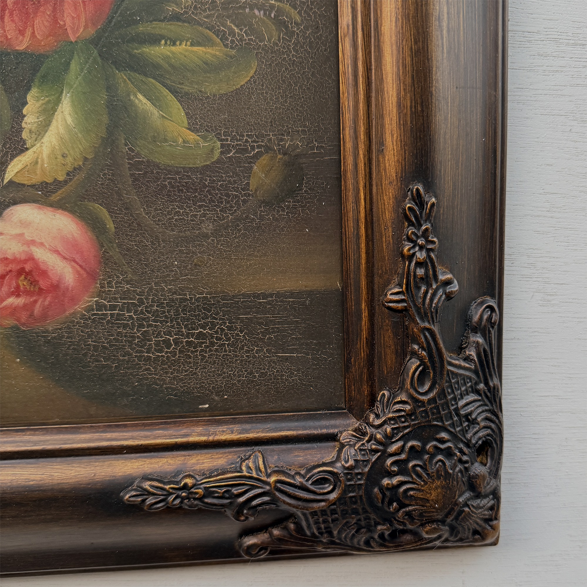 Original Vintage Floral Still Life Oil Painting, Classic Flower Bouquet Artwork 41 x 51 cm
