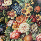 Classic Flower Bouquet Oil Painting “Ornate Brown Frame” Original Vintage Art - 12.6 × 11.0 in
