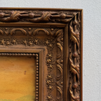 Original Vintage Landscape Oil Painting, Rustic Countryside Path Scene in Ornate Wooden Frame – 15.7 × 17.7 in