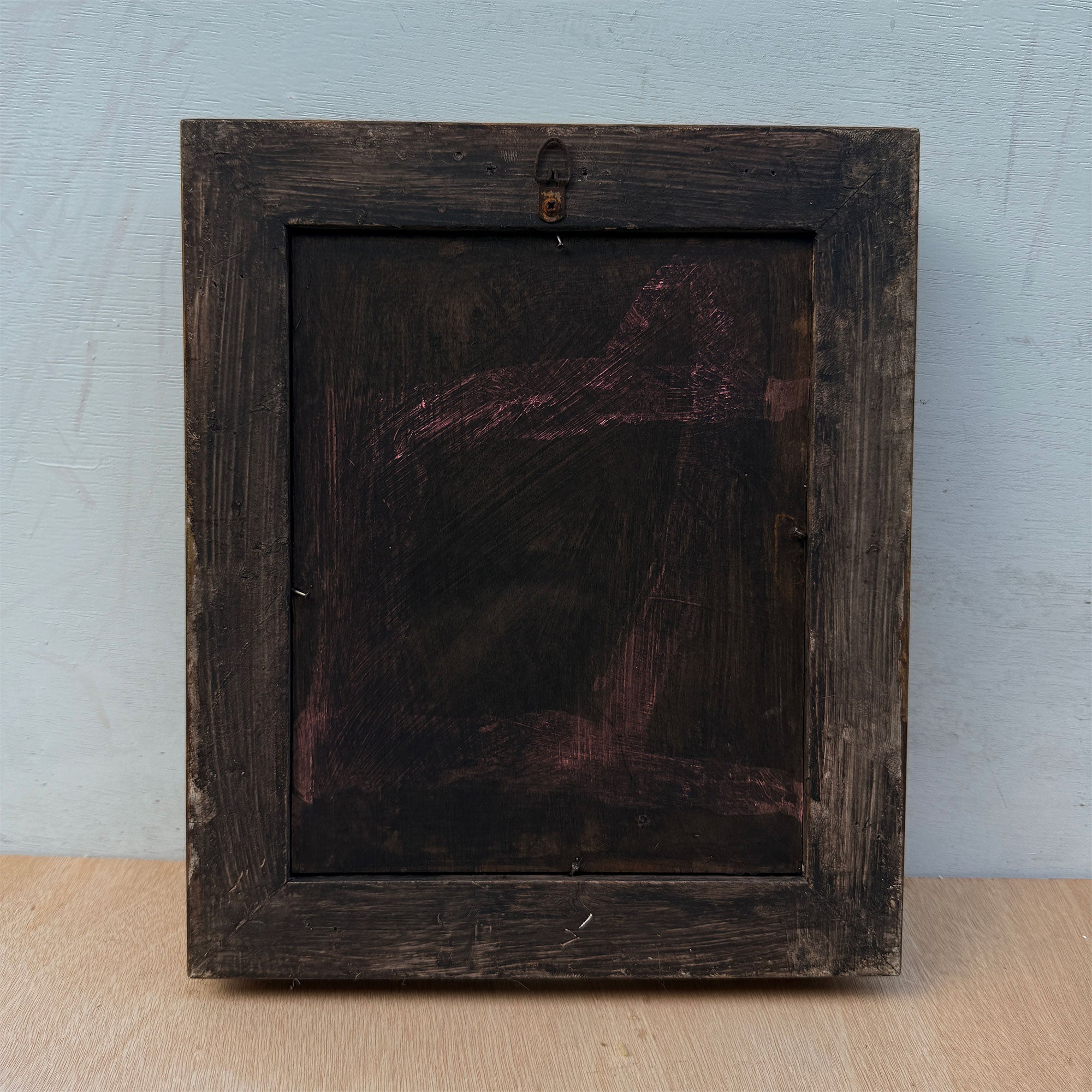 Lady in Green | Vintage Portrait Oil Painting | Carved Wood Frame | 11.2×13.2in