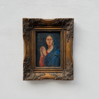 Vintage Praying Madonna Oil Painting, Small Framed Christian Art