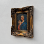 Vintage Praying Madonna Oil Painting, Small Framed Christian Art