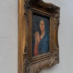Vintage Praying Madonna Oil Painting, Small Framed Christian Art