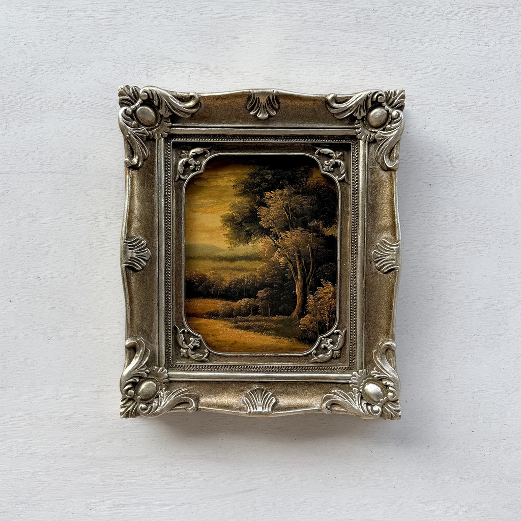 Original Vintage Landscape Oil Painting, Hand-Painted Artwork Featuring Country Road & Woodland Pastoral Scenery