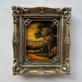 Original Vintage Landscape Oil Painting, Hand-Painted Artwork Featuring Country Road & Woodland Pastoral Scenery