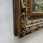 Vintage European Farmyard Oil Painting, Original Chicken Artwork for Classic Interiors(Approx. 17.7 × 15.7 inches)