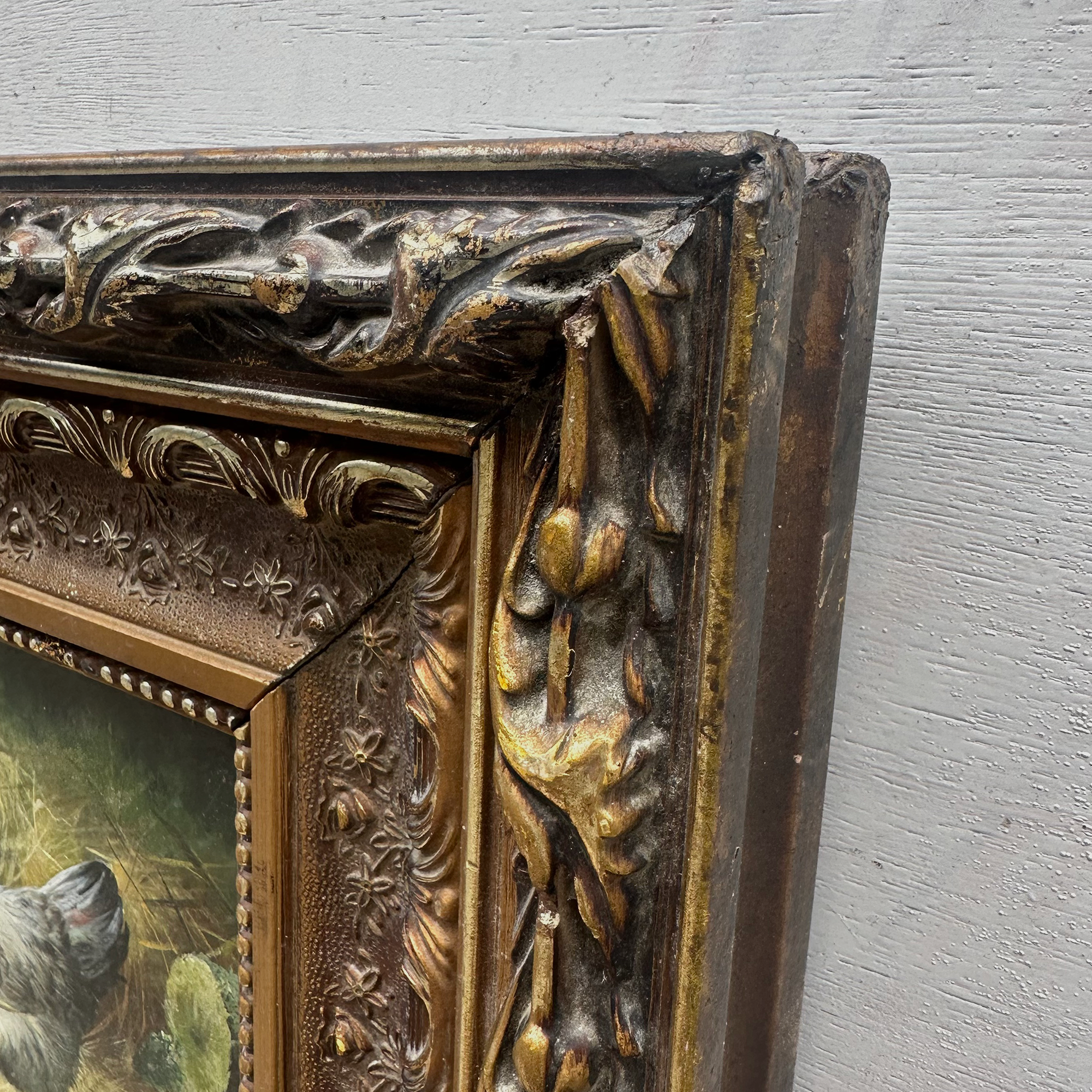 Vintage European Farmyard Oil Painting, Original Chicken Artwork for Classic Interiors(Approx. 17.7 × 15.7 inches)