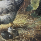 Vintage European Farmyard Oil Painting, Original Chicken Artwork for Classic Interiors(Approx. 17.7 × 15.7 inches)