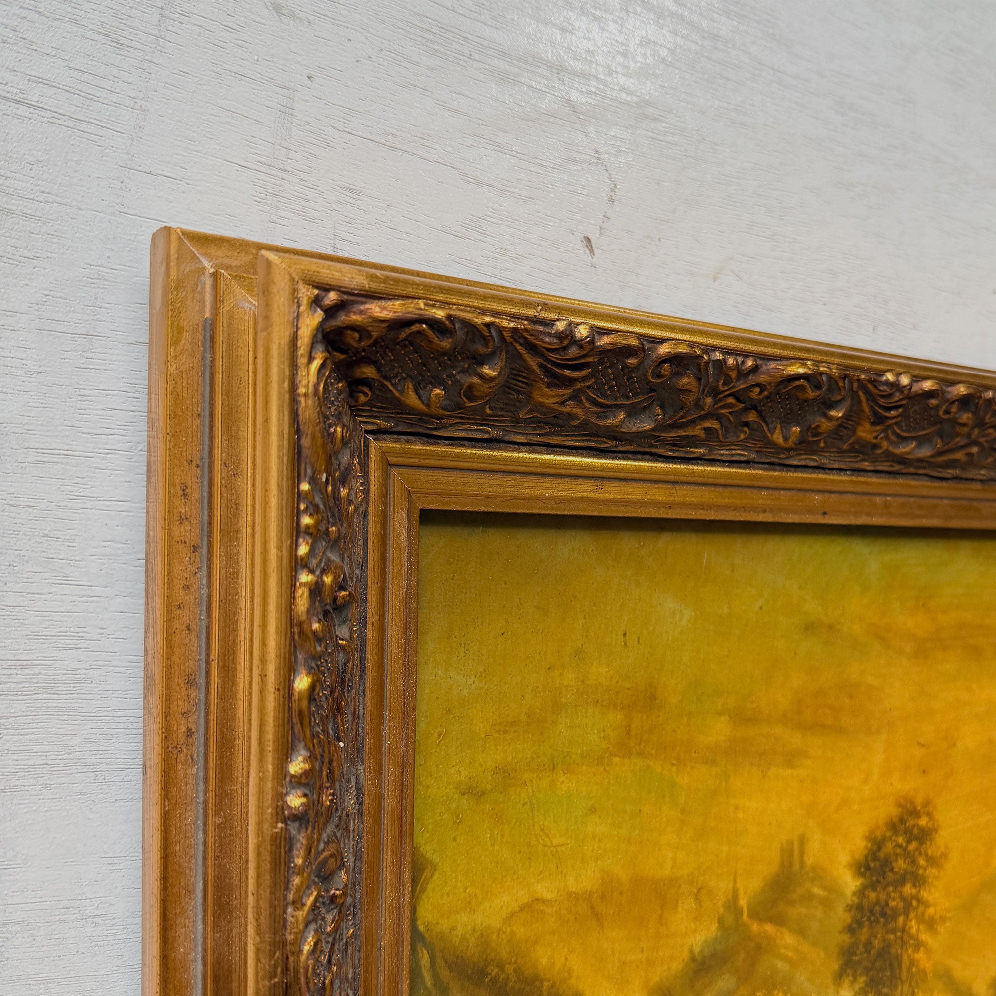 The Valley Road | Signed Vera | Vintage Landscape Oil Painting | Ornate Gold Frame | 20.1×16.1in